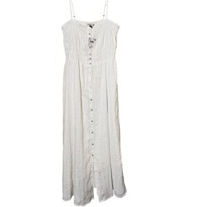 American Eagle Outfitters White Eyelet Button‎ Front Maxi Dress Size S